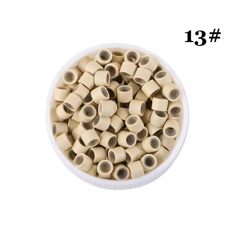 1000pcs Aluminum Silicone Lined Micro Rings & Beads