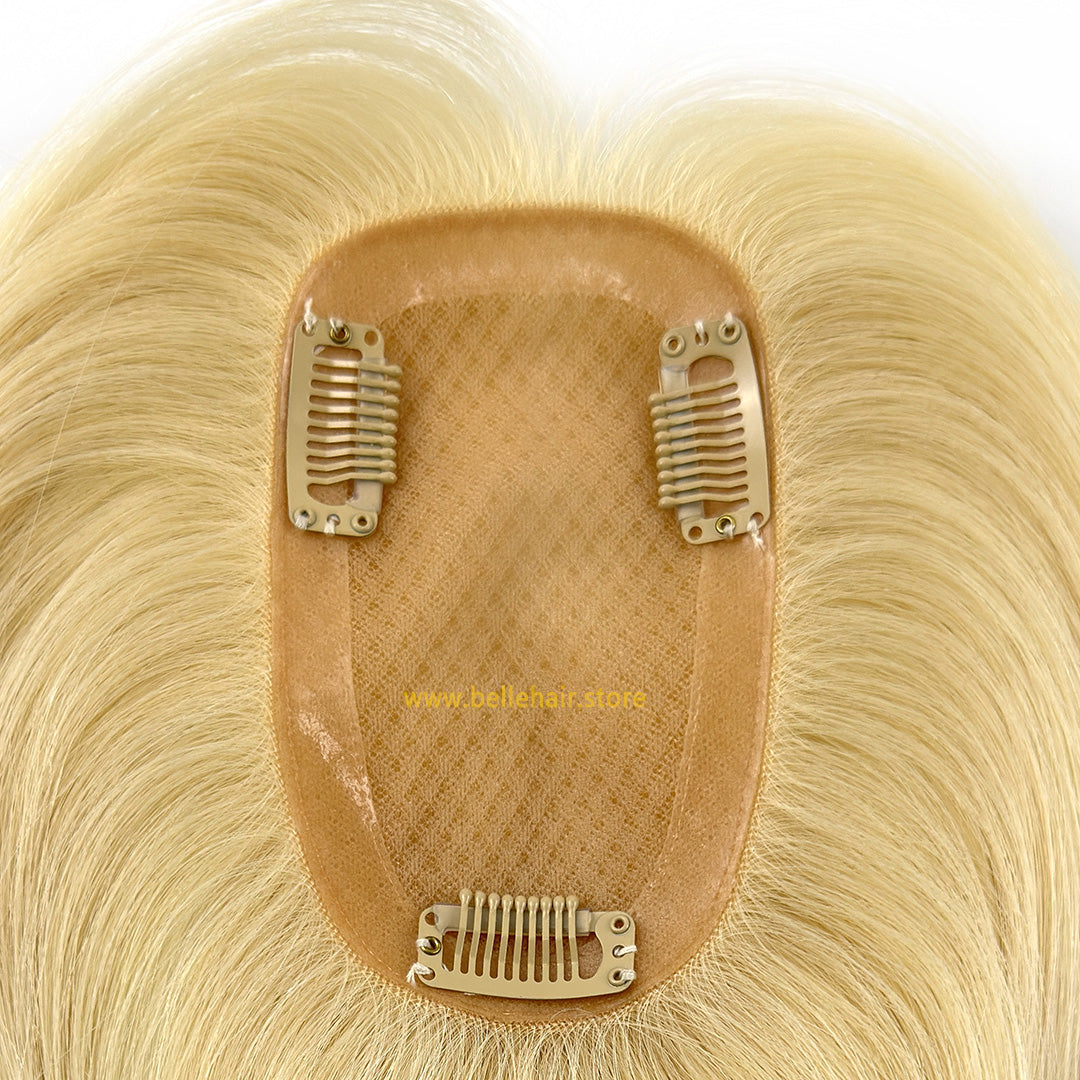 #1001 Light Platinum Blonde 3*5 Inch Silk Base Topper