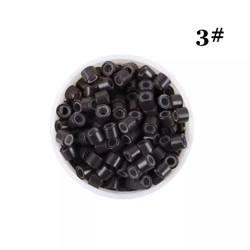 1000pcs Aluminum Silicone Lined Micro Rings & Beads