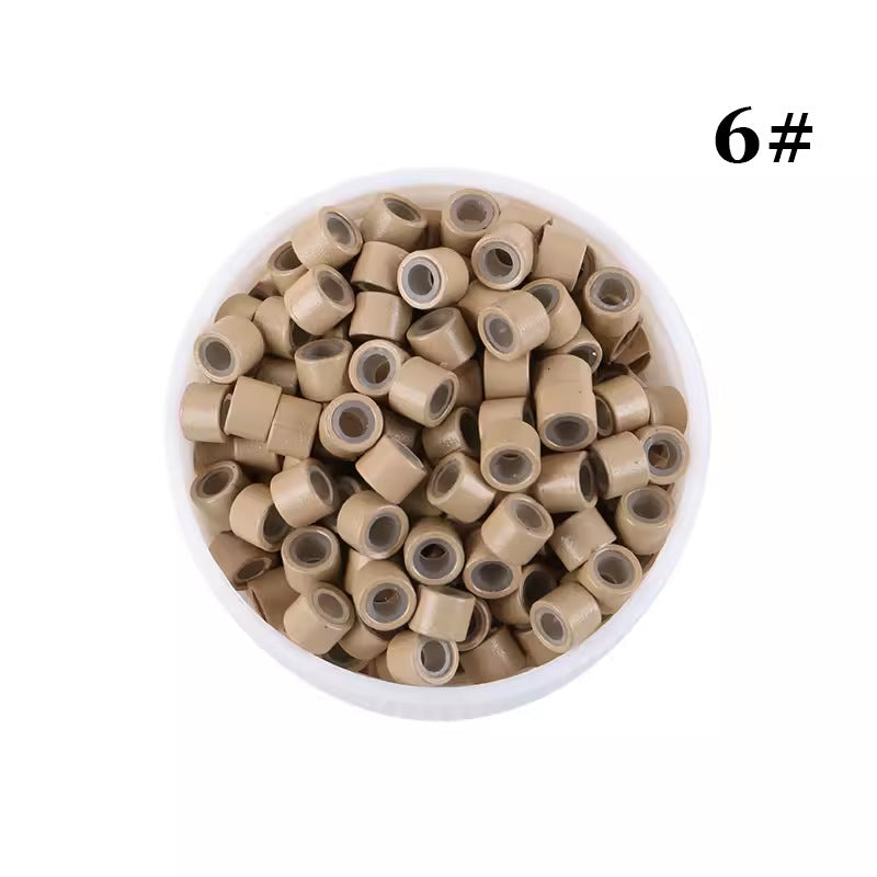 1000pcs Aluminum Silicone Lined Micro Rings & Beads