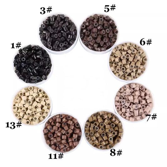 1000pcs Aluminum Silicone Lined Micro Rings & Beads